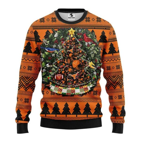 Texas Longhorns Tree Ball Ugly Christmas Sweater