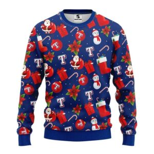 Texas Rangers Santa Claus Snowman Ugly Christmas Sweater