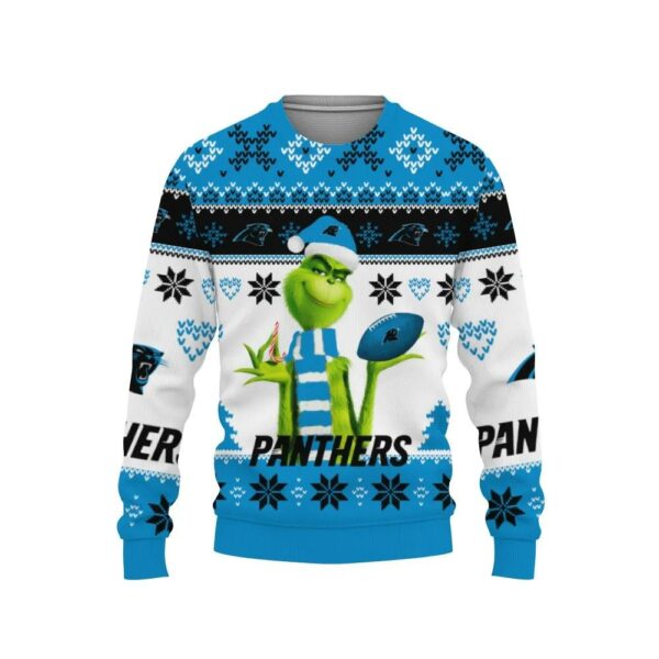 The Grinch Cute Carolina Panthers Ugly Christmas Sweater