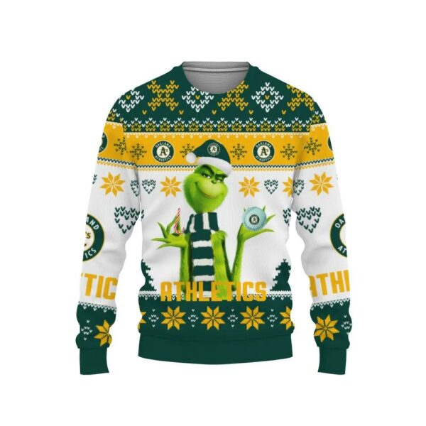 The Grinch Cute Oakland Athletics Ugly Christmas Sweater