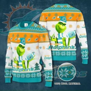 The Grinch Miami Dolphins Ugly Christmas sweater