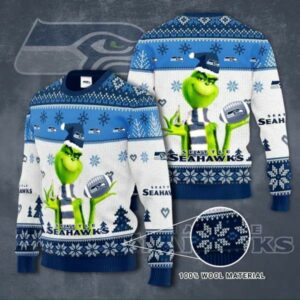 The Grinch Seattle Seahawks Ugly Christmas sweater