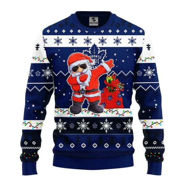 Toronto Maple Leafs Dabbing Santa Claus Ugly Christmas Sweater