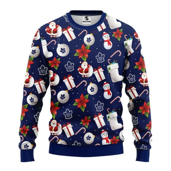 Toronto Maple Leafs Santa Claus Snowman Ugly Christmas Sweater