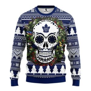 Toronto Maple Leafs Skull Flower Ugly Christmas Sweater