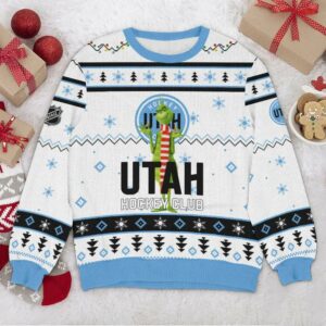 Utah Hockey Club NHL Grinch Ugly Christmas Sweater