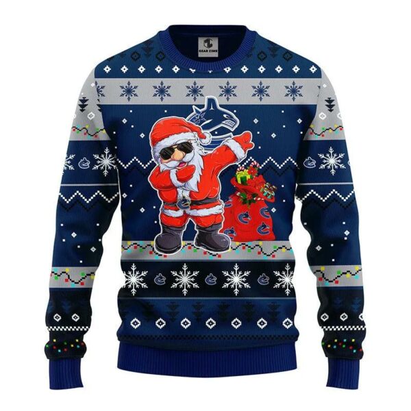 Vancouver Canucks Dabbing Santa Claus Ugly Christmas Sweater