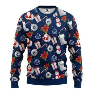 Vancouver Canucks Santa Claus Snowman Ugly Christmas Sweater