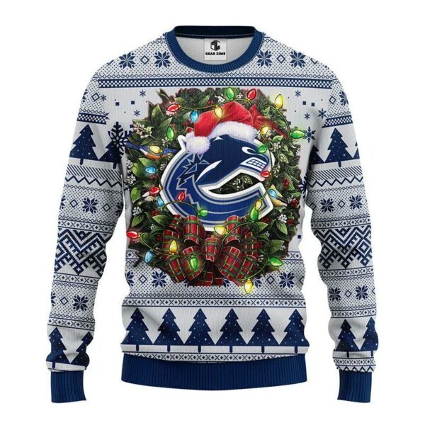 Vancouver Canucks Santa Hat Ugly Christmas Sweater