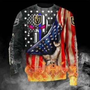 Vegas Golden Knights American Flag Skull Ugly Christmas Sweater