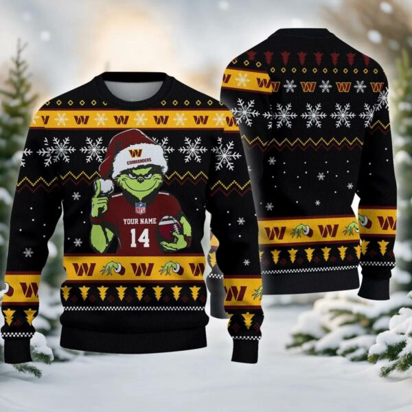 Washington Commanders Grinch Custom Chrismas Ugly Sweater