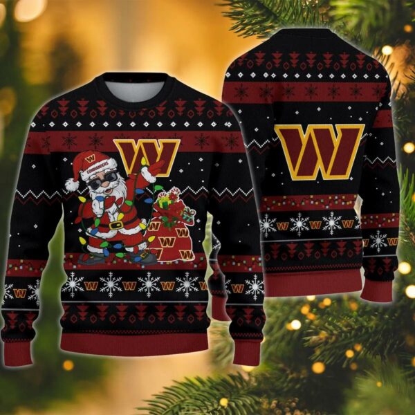 Washington Commanders Santa Claus Dabbing Ugly Christmas Sweater