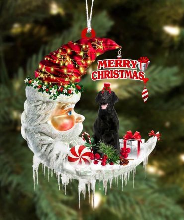 Black Labrador Retriever On The Moon Merry Christmas Hanging Ornament, Christmas Gift, Christmas Tree Decorations, Christmas Ornament 2023