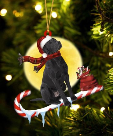 Dog Christmas Ornament, Labrador Retriever Black On The Candy Cane Christmas Ornament, Pet Christmas Ornaments