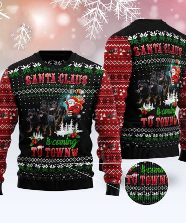 Dog Xmas Sweater, Rottweiler Town Christmas Ugly Christmas Sweater, Funny Xmas Sweater
