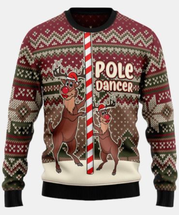 Funny Pole Dancer Reindeer Ugly Sweater - Christmas sweater gift