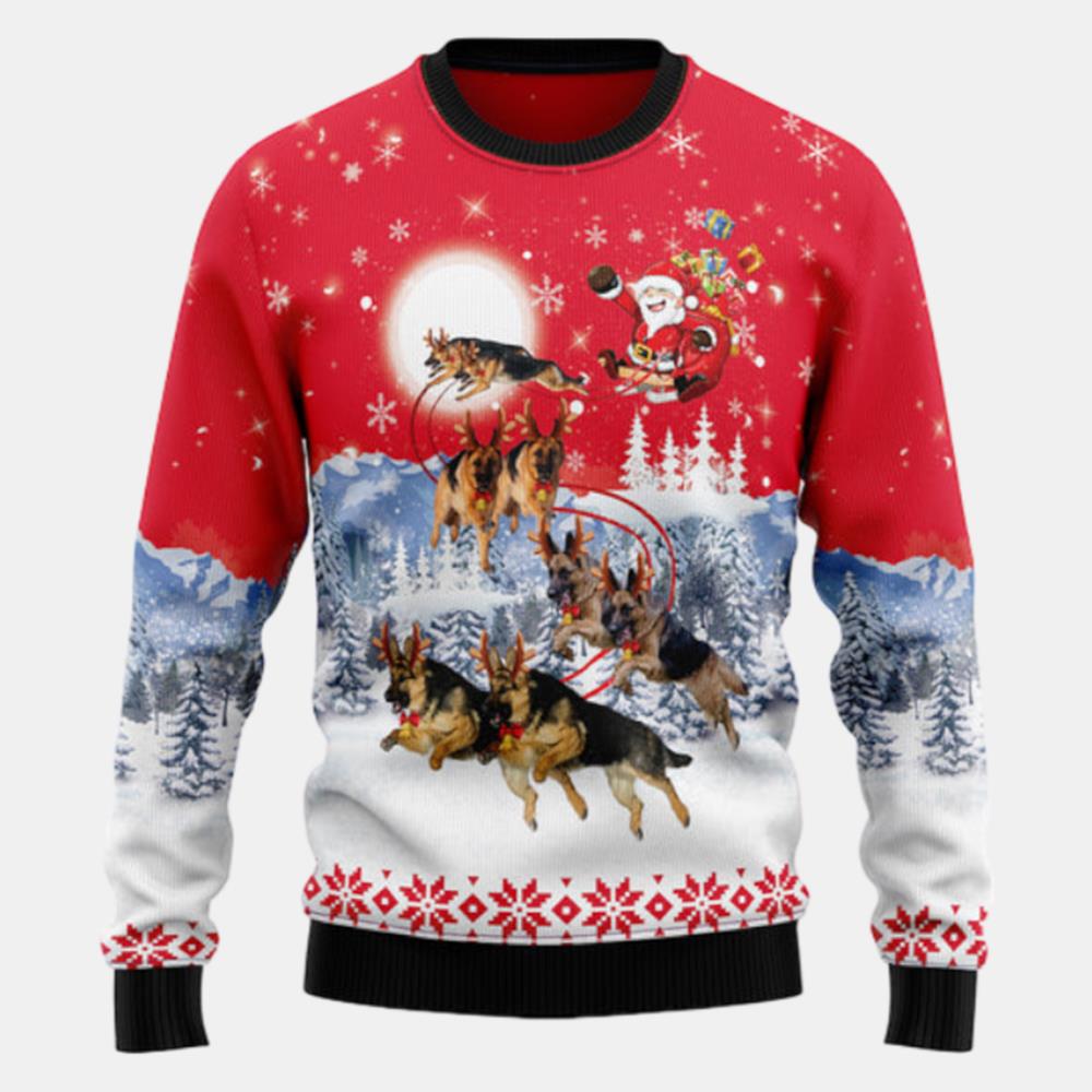 German Shepherd Santa Claus Dog Lover Ugly Sweater - Christmas sweater gift