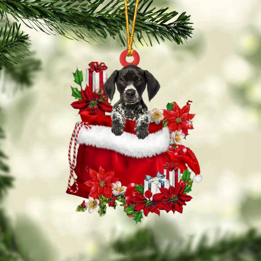 German Shorthaired Pointer In Gift Bag Christmas Ornament, Christmas Gift, Christmas Tree Decorations, Christmas Ornament 2023