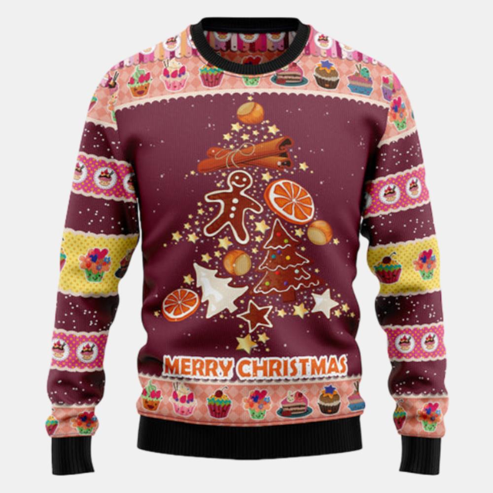 Gingerbread Christmas Tree Ugly Sweater - Christmas sweater gift