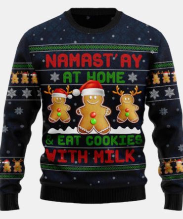Gingerbread Namastay Ugly Sweater - Christmas sweater gift