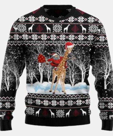 Giraffe And Santa Ugly Sweater - Christmas sweater gift