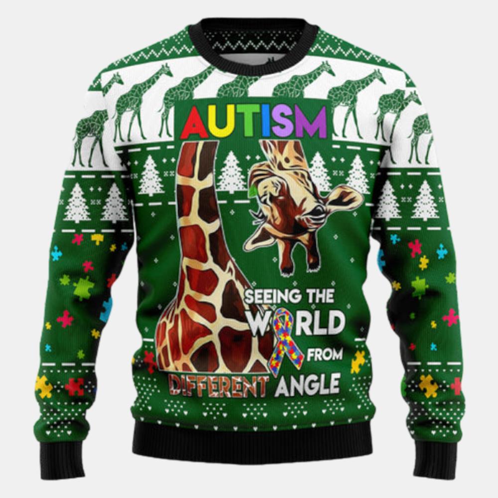 Giraffe Autism Ugly Sweater - Christmas sweater gift