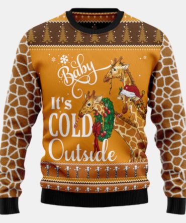 Giraffe Baby Its Cold Outside Ugly Sweater - Christmas sweater gift