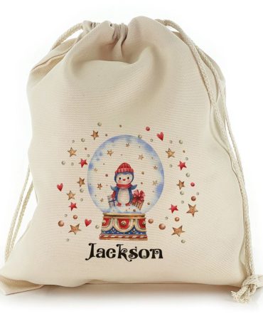 Penguin Snow Globe Christmas Sack, Gift For Chidren, Christmas Bag Gift, Christmas Gift 2023