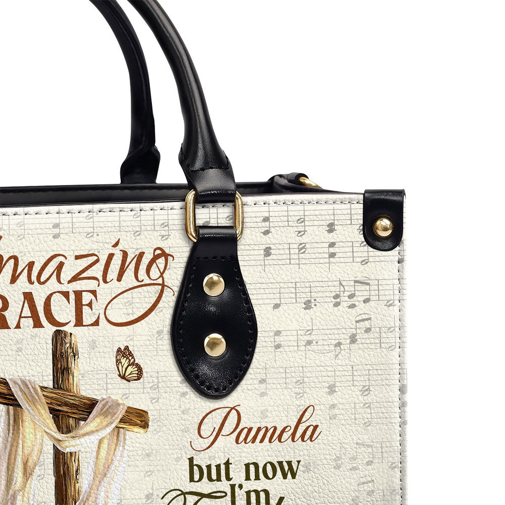 Personalized Christian Leather Bag, Amazing Grace I'm Found Was Blind But Now I See Leather Handbag, Faith Handbag - Image 4