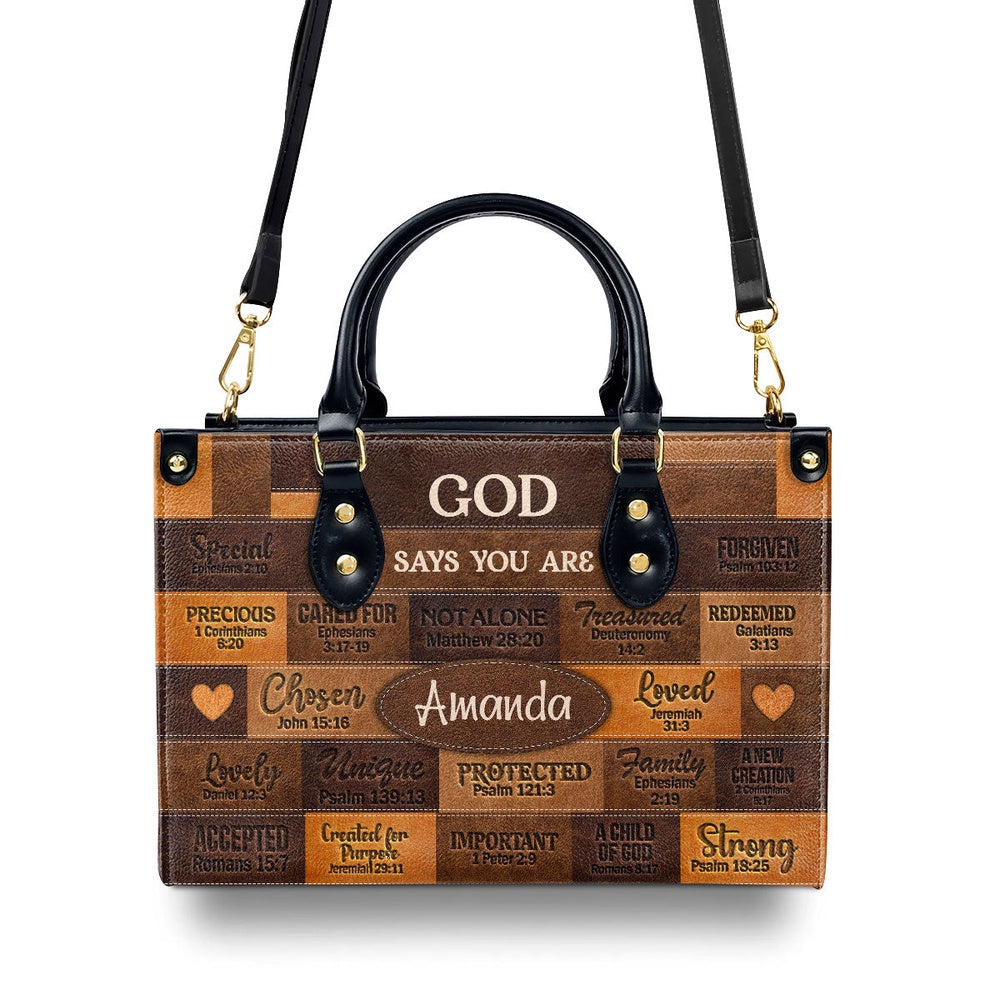 Personalized Christian Leather Bag, God Says I Am Leather Handbag Gift For Her, Faith Handbag - Image 3