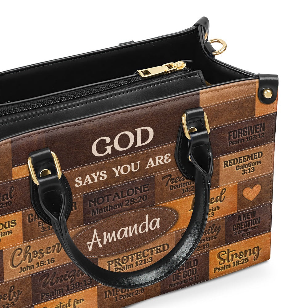 Personalized Christian Leather Bag, God Says I Am Leather Handbag Gift For Her, Faith Handbag - Image 5