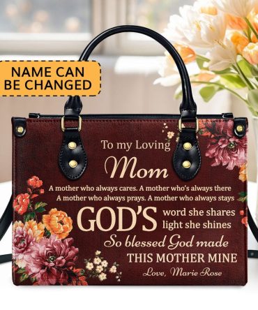 Personalized Christian Leather Bag, To My Loving Mom Leather Handbag, Faith Handbag