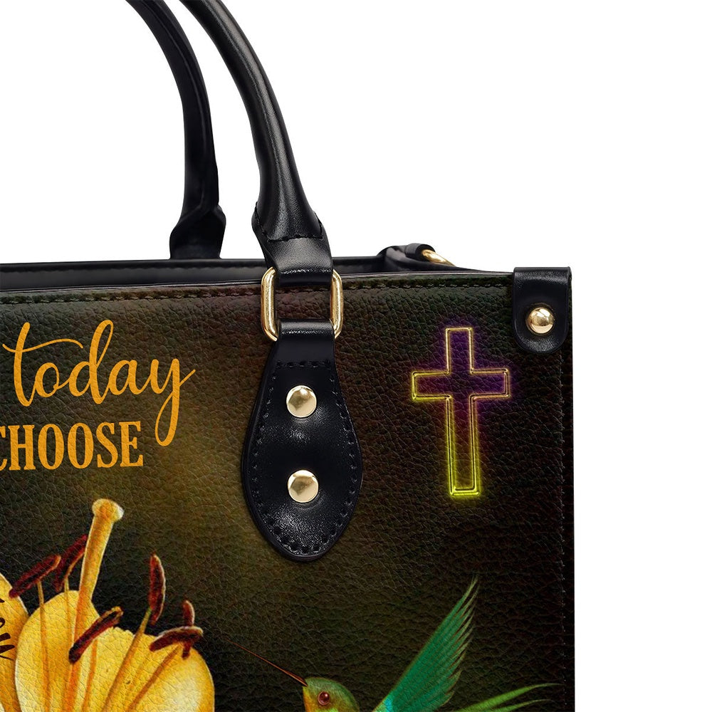 Personalized Christian Leather Bag, Today I Choose Joy - Beautiful Personalized Cross Leather Handbag, Faith Handbag - Image 4