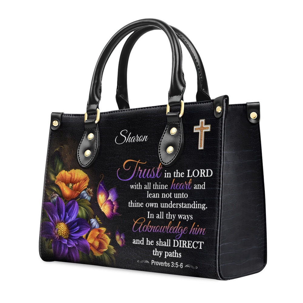 Personalized Christian Leather Bag, Trust In The Lord Leather Handbags, Faith Handbag - Image 2