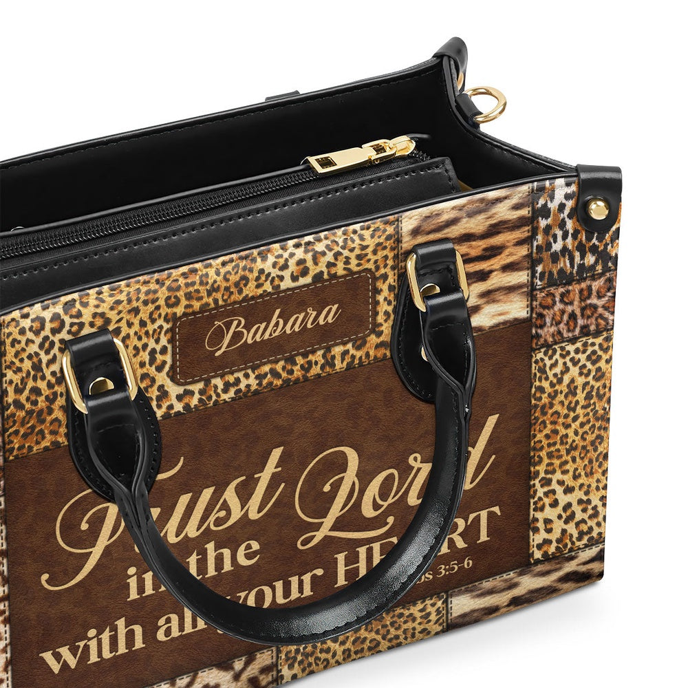 Personalized Christian Leather Bag, Trust In The Lord With All Your Heart Proverbs 35-6 Leather Handbag, Faith Handbag - Image 5