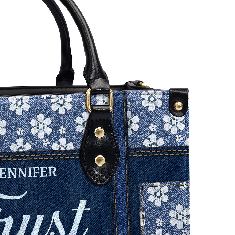 Personalized Christian Leather Bag, Trust In The Lord With All Your Heart Proverbs 3 5 Leather Handbag, Faith Handbag - Image 4