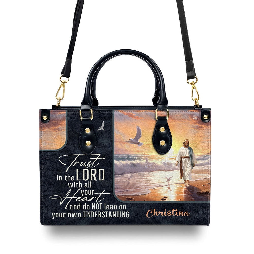Personalized Christian Leather Bag, Trust in the Lord Leather Handbag, Faith Handbag - Image 3