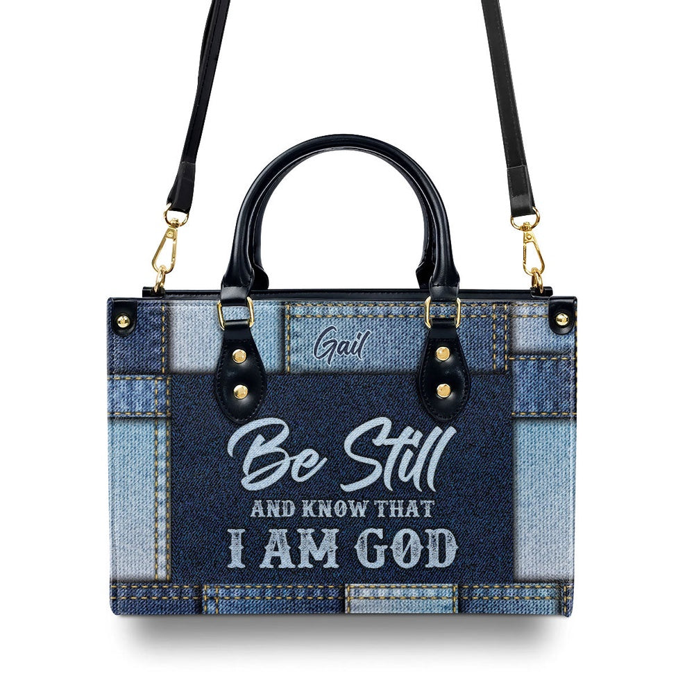 Personalized Christian Leather Bag, Unique Christian Leather Handbag - Be Still And Know That I Am Go, Faith Handbag - Image 3