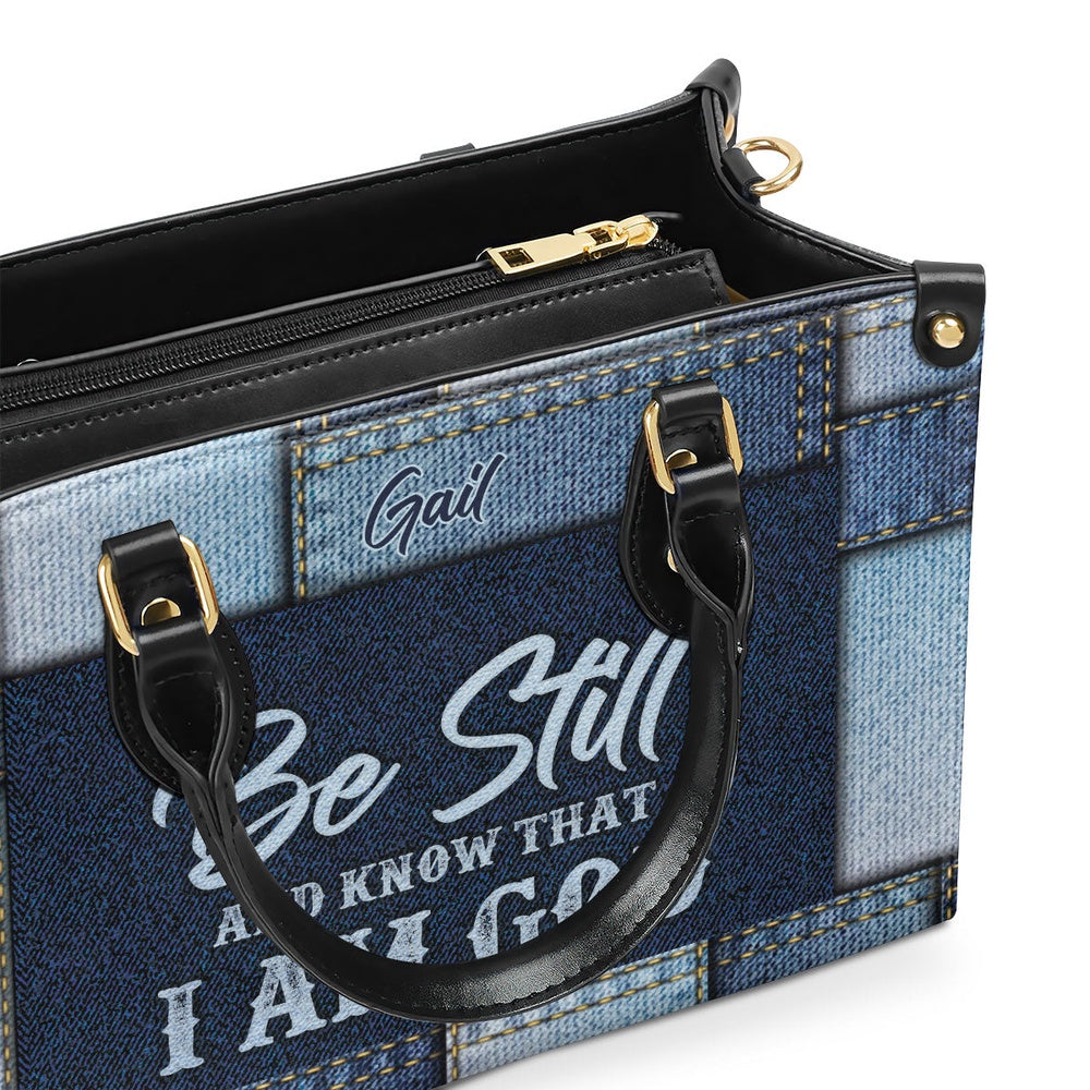 Personalized Christian Leather Bag, Unique Christian Leather Handbag - Be Still And Know That I Am Go, Faith Handbag - Image 5
