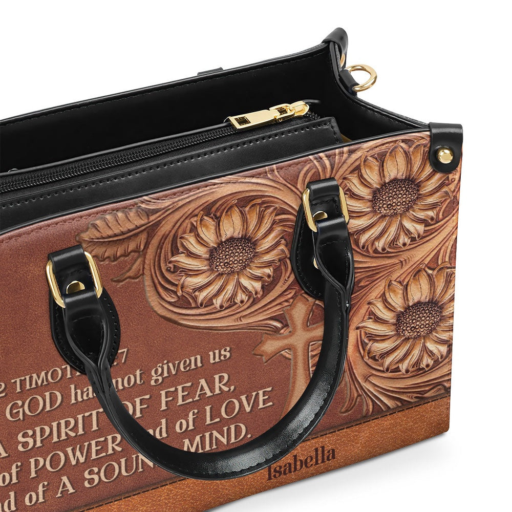 Personalized Christian Leather Bag, Unique Personalized Cross Leather Handbag - For God Has Given Us A Spirit Of Power And Of Love, Faith Handbag - Image 5
