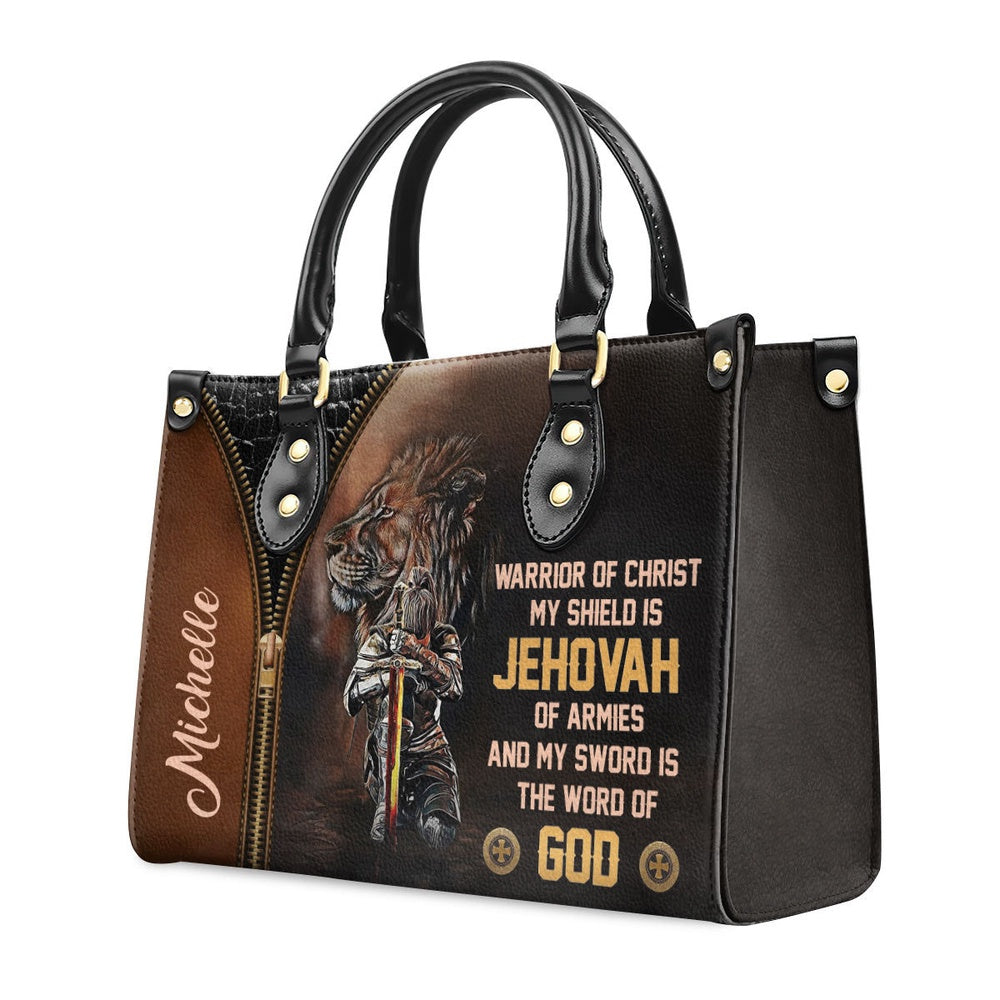 Personalized Christian Leather Bag, Warrior Of Christ - Beautiful Personalized Leather Handbag, Faith Handbag - Image 2