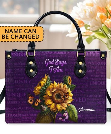 Personalized Christian Leather Bag, What God Says About You Leather Handbag, Religious Gift For Christian Ladies, Faith Handbag