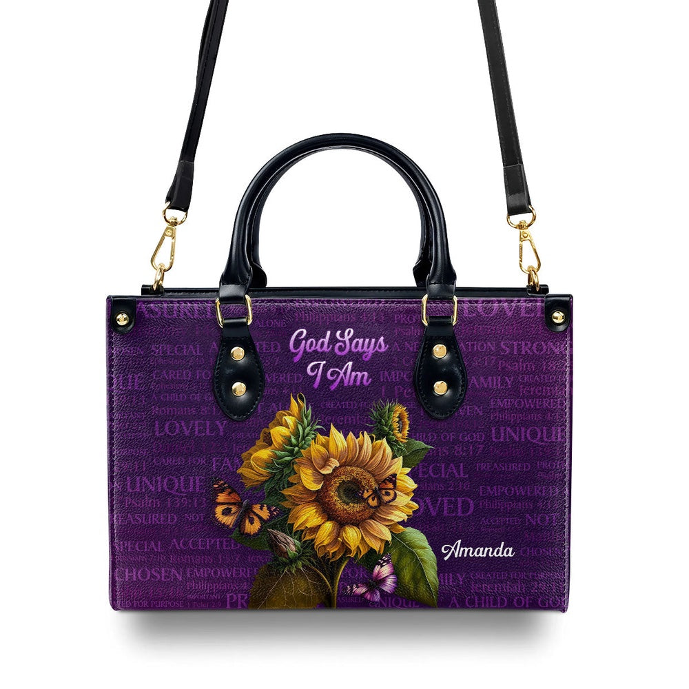 Personalized Christian Leather Bag, What God Says About You Leather Handbag, Religious Gift For Christian Ladies, Faith Handbag - Image 3