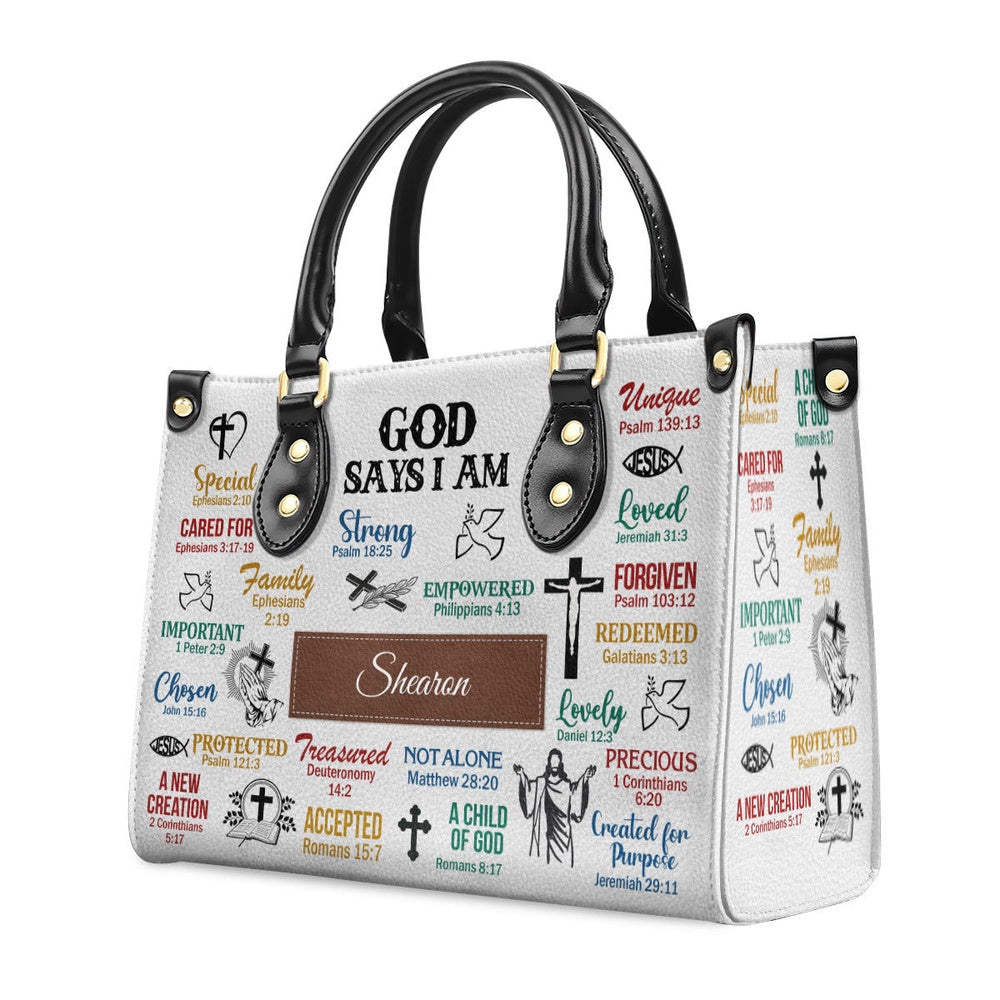 Personalized Christian Leather Bag, What God Says About You Leather Handbag, Scripture Gifts For Women Of God, Faith Handbag - Image 2