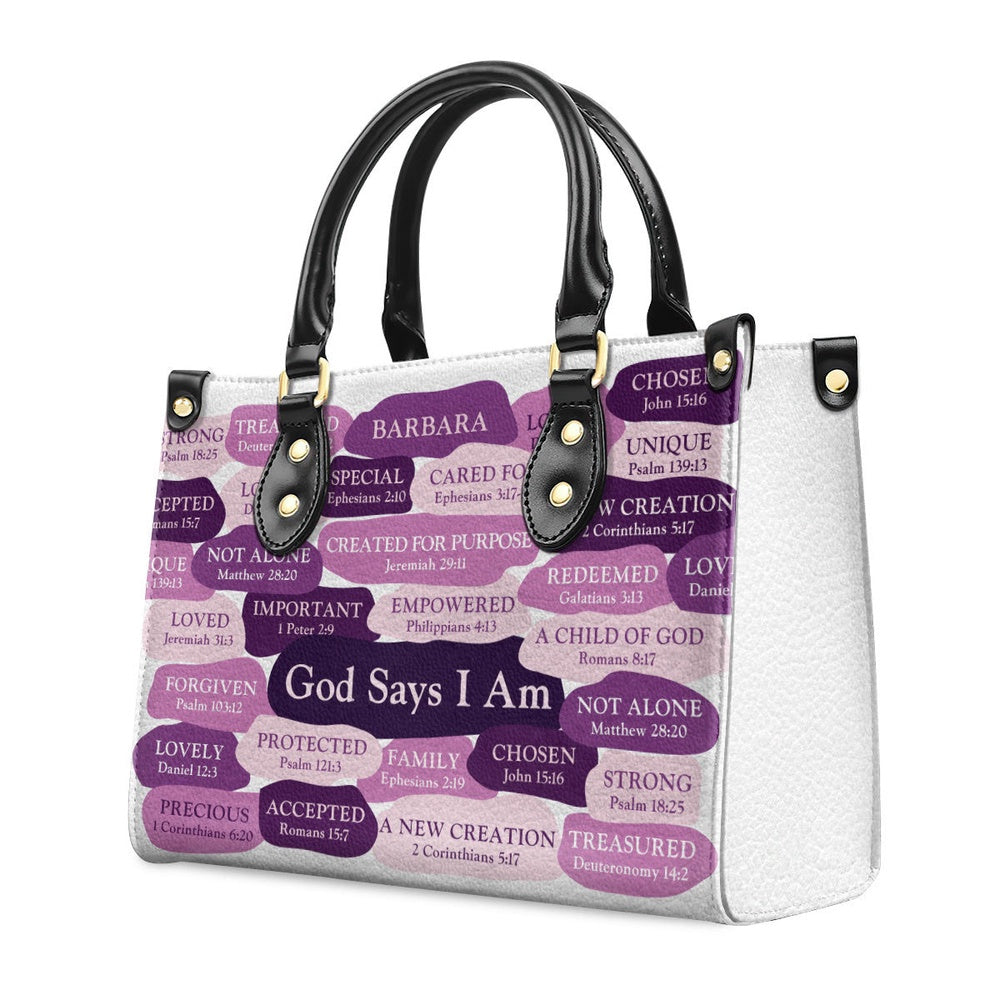 Personalized Christian Leather Bag, What God Says About You Leather Handbag, Spiritual Gift For Worship Members, Faith Handbag - Image 2