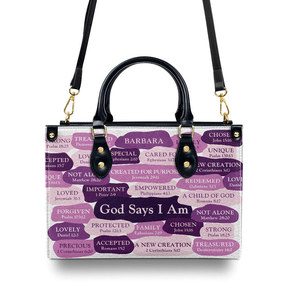 Personalized Christian Leather Bag, What God Says About You Leather Handbag, Spiritual Gift For Worship Members, Faith Handbag - Image 3