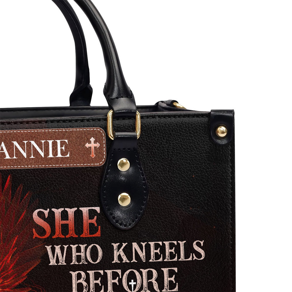 Personalized Christian Leather Bag, Who Kneels Before God Can Stand Before Anyone Leather Handbag, Faith Handbag - Image 4