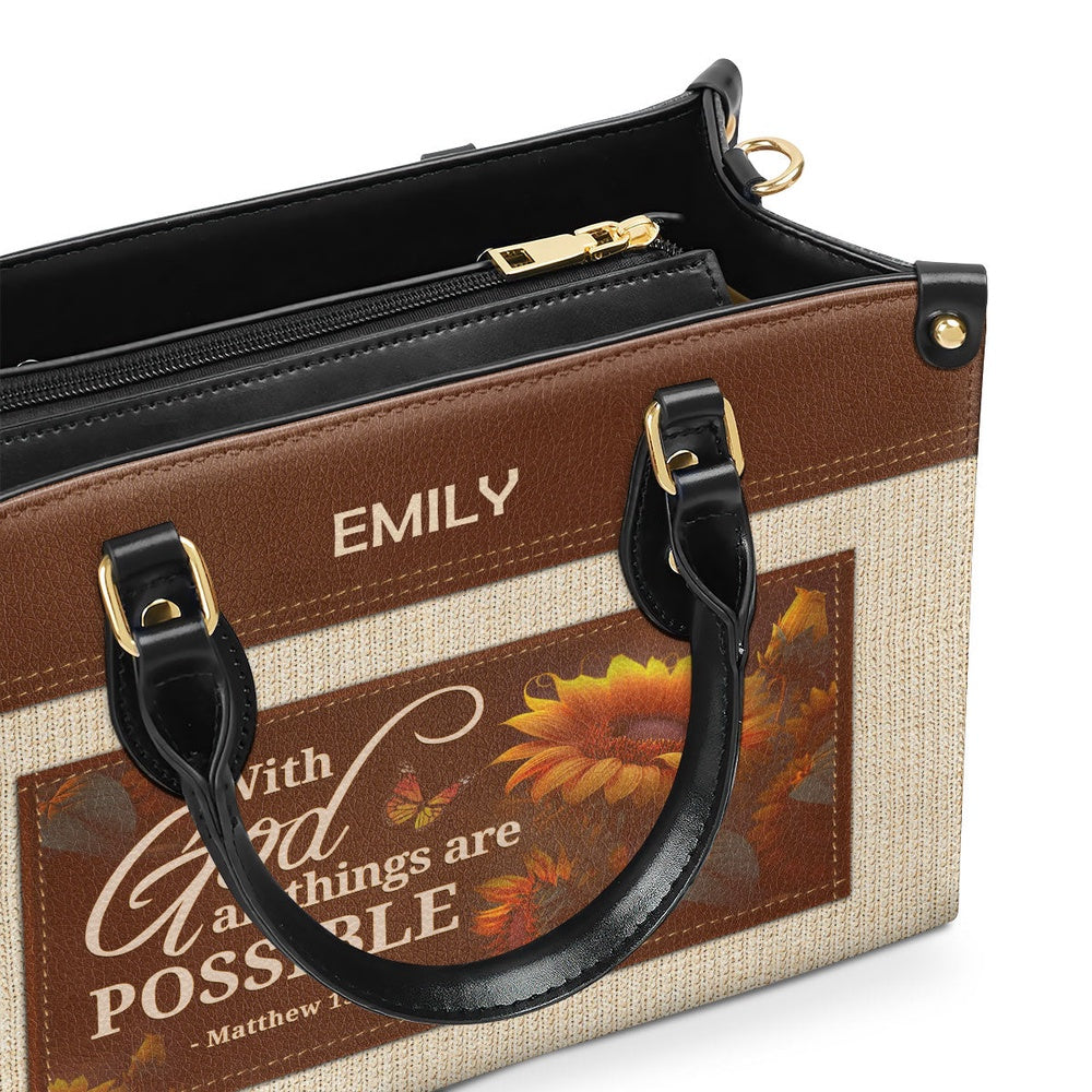 Personalized Christian Leather Bag, With God All Things Are Possible Leather Handbag, Faith Handbag - Image 5