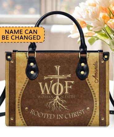 Personalized Christian Leather Bag, Woman Of Faith - Beautiful Personalized Lion Leather Handbag, Faith Handbag
