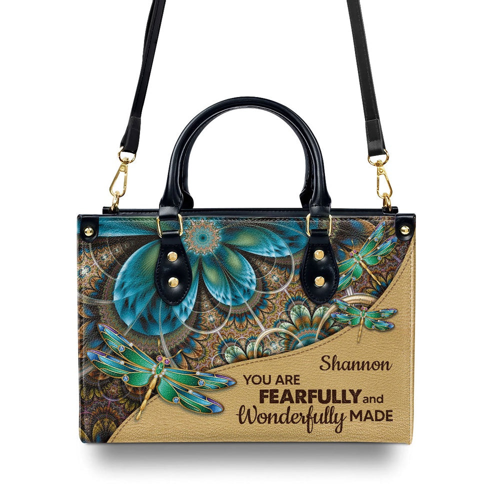 Personalized Christian Leather Bag, You Are Fearfully And Wonderfully Made - Lovely Leather Handbag, Faith Handbag - Image 3